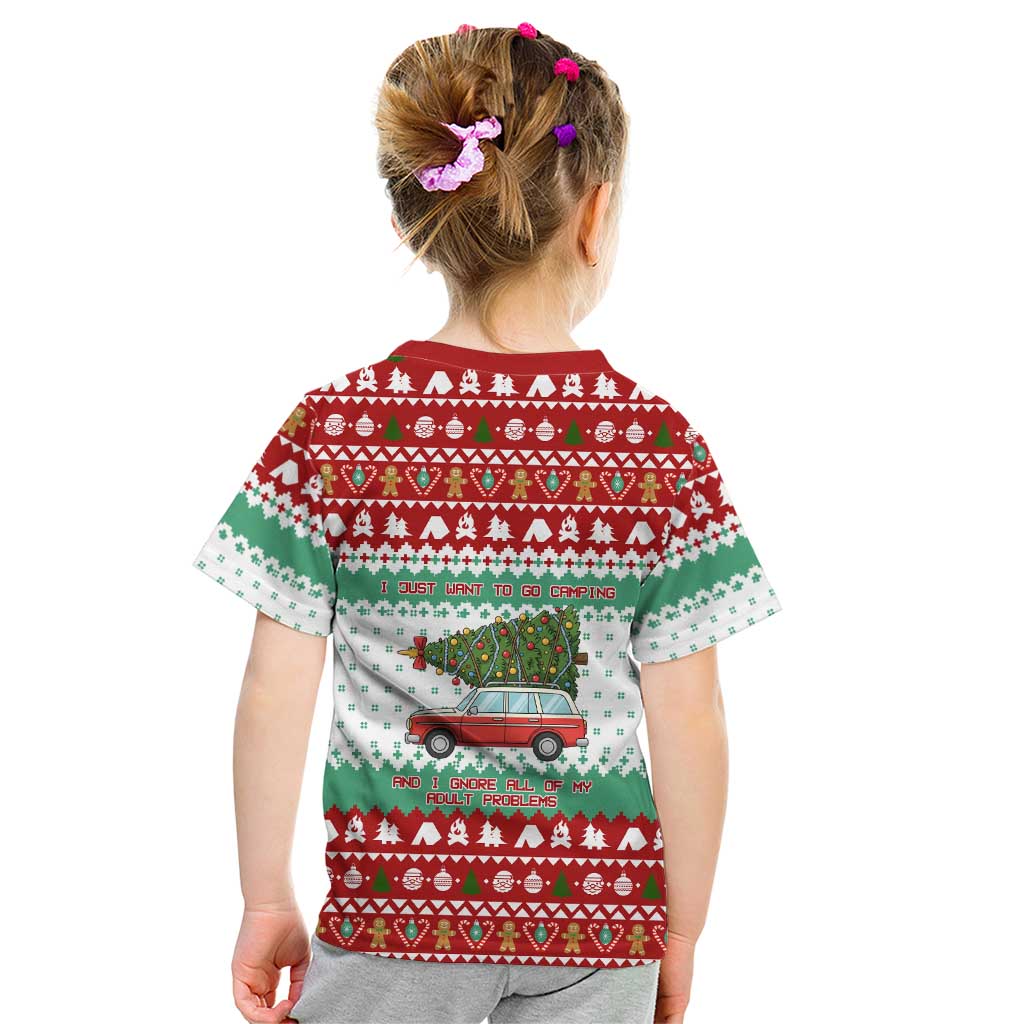 I Just Want To Camping Christmas Kid T Shirt Xmas Holiday Patterns - Wonder Print Shop