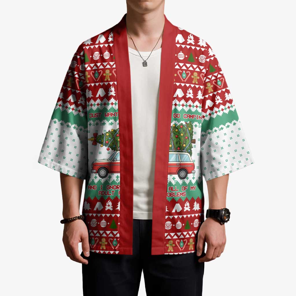 I Just Want To Camping Christmas Kimono Xmas Holiday Patterns - Wonder Print Shop