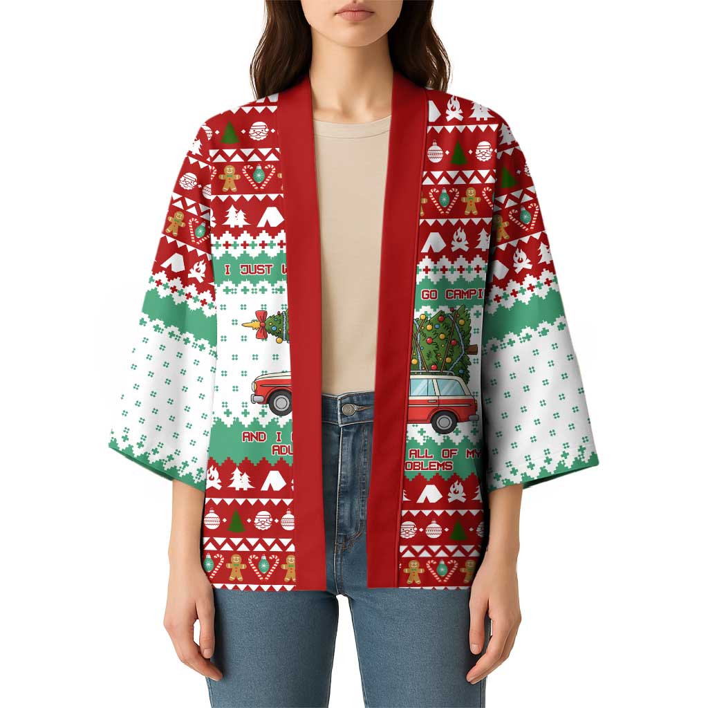 I Just Want To Camping Christmas Kimono Xmas Holiday Patterns - Wonder Print Shop