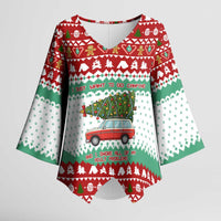 I Just Want To Camping Christmas Kimono Sleeve Blouse Xmas Holiday Patterns - Wonder Print Shop