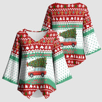 I Just Want To Camping Christmas Kimono Sleeve Blouse Xmas Holiday Patterns - Wonder Print Shop