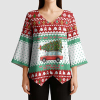 I Just Want To Camping Christmas Kimono Sleeve Blouse Xmas Holiday Patterns - Wonder Print Shop