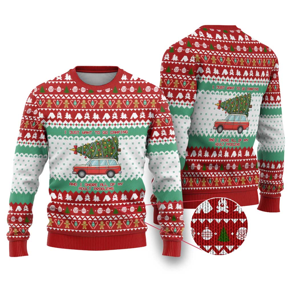 I Just Want To Camping Christmas Ugly Christmas Sweater Xmas Holiday Patterns - Wonder Print Shop