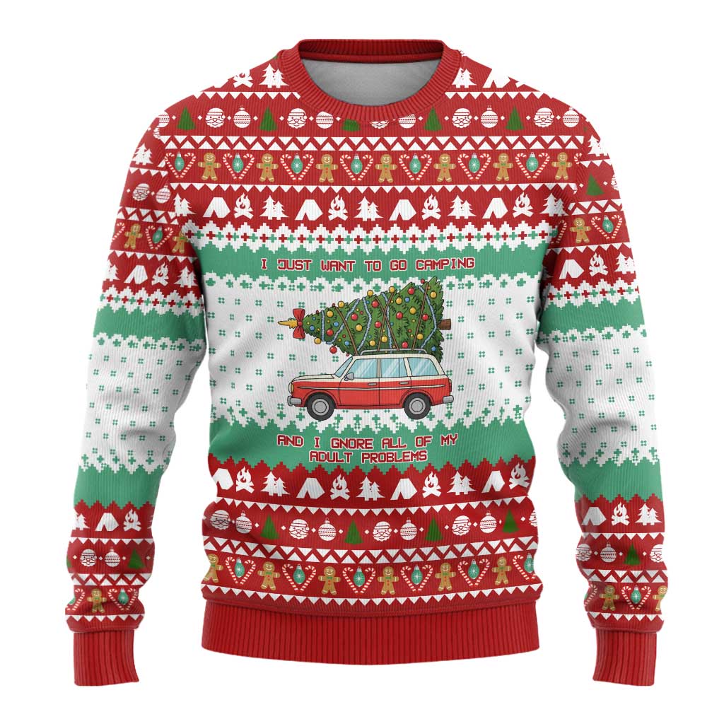 I Just Want To Camping Christmas Ugly Christmas Sweater Xmas Holiday Patterns - Wonder Print Shop
