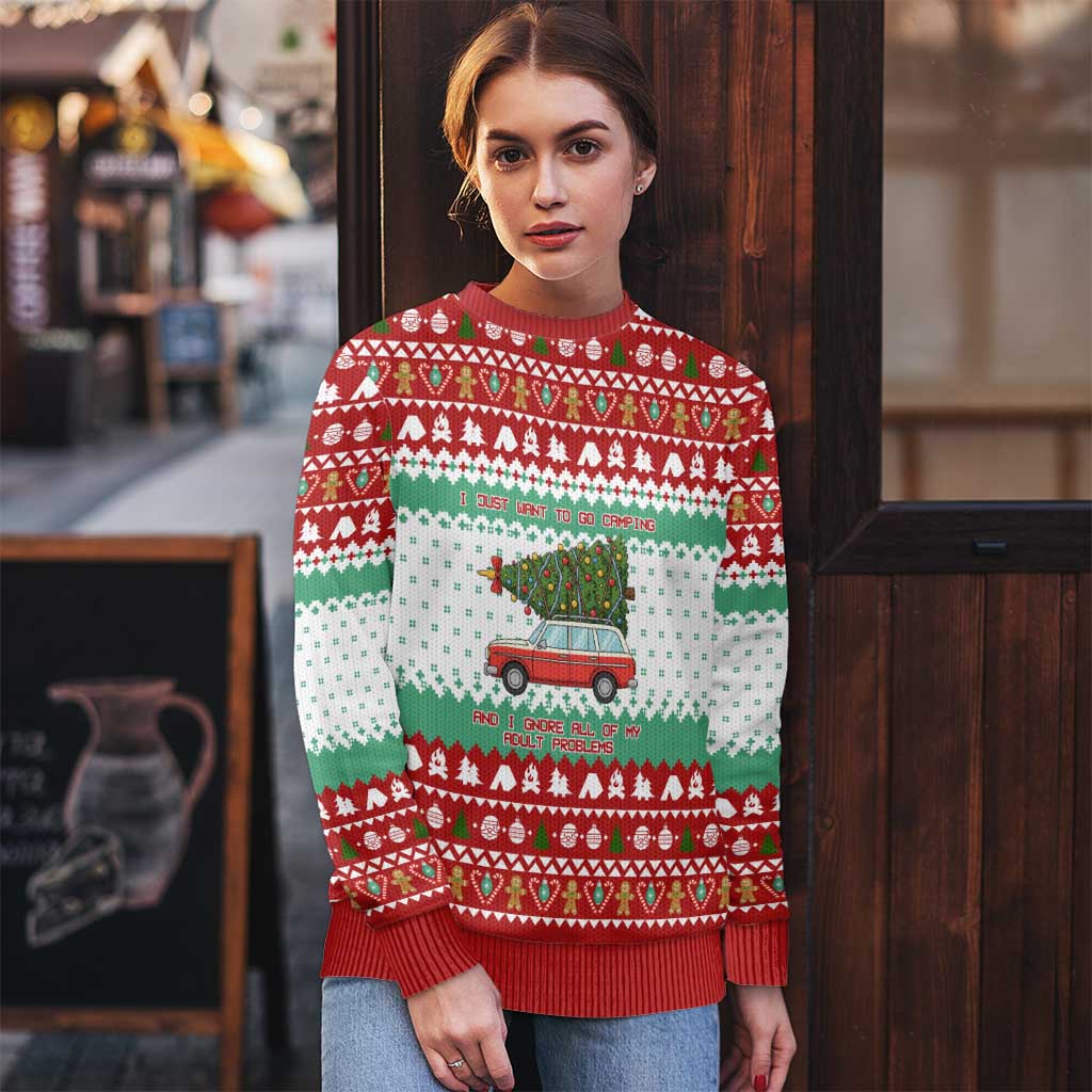 I Just Want To Camping Christmas Ugly Christmas Sweater Xmas Holiday Patterns - Wonder Print Shop