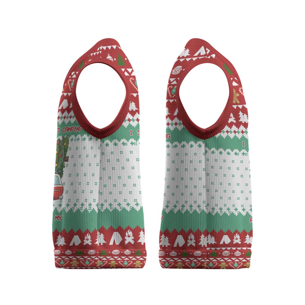 I Just Want To Camping Christmas Knitted V-Neck Vest Xmas Holiday Patterns - Wonder Print Shop