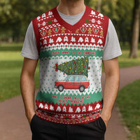 I Just Want To Camping Christmas Knitted V-Neck Vest Xmas Holiday Patterns - Wonder Print Shop