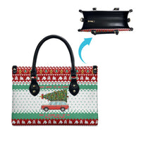 I Just Want To Camping Christmas Leather Bag Xmas Holiday Patterns - Wonder Print Shop