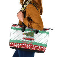I Just Want To Camping Christmas Leather Tote Bag Xmas Holiday Patterns - Wonder Print Shop