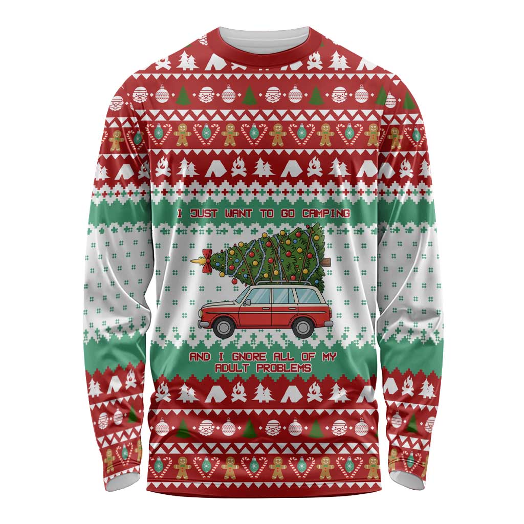 I Just Want To Camping Christmas Long Sleeve Shirt Xmas Holiday Patterns - Wonder Print Shop