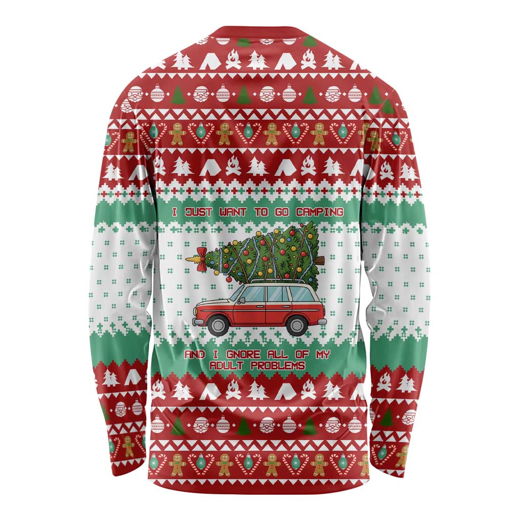 I Just Want To Camping Christmas Long Sleeve Shirt Xmas Holiday Patterns - Wonder Print Shop