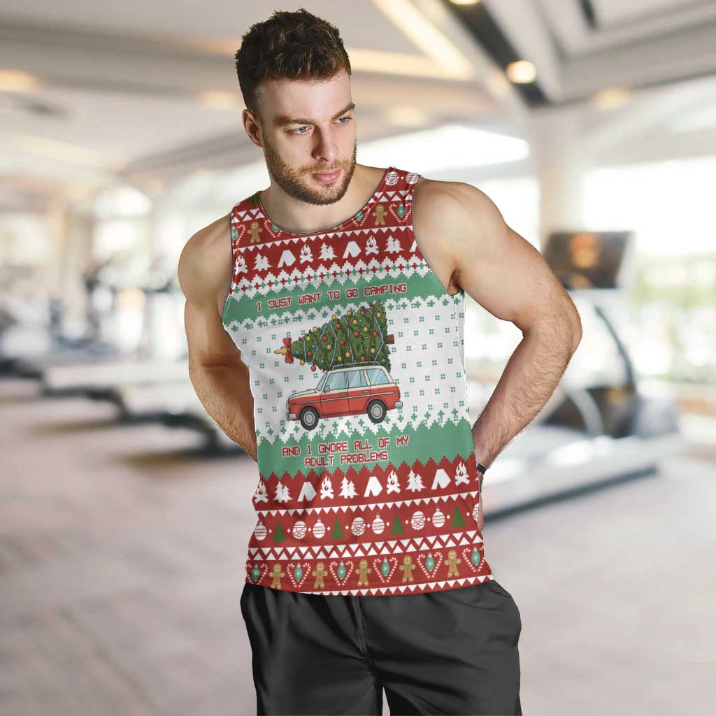 I Just Want To Camping Christmas Men Tank Top Xmas Holiday Patterns - Wonder Print Shop