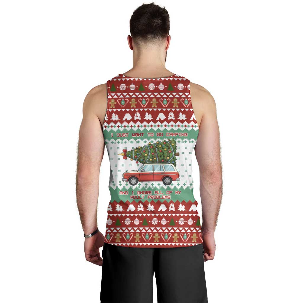 I Just Want To Camping Christmas Men Tank Top Xmas Holiday Patterns - Wonder Print Shop