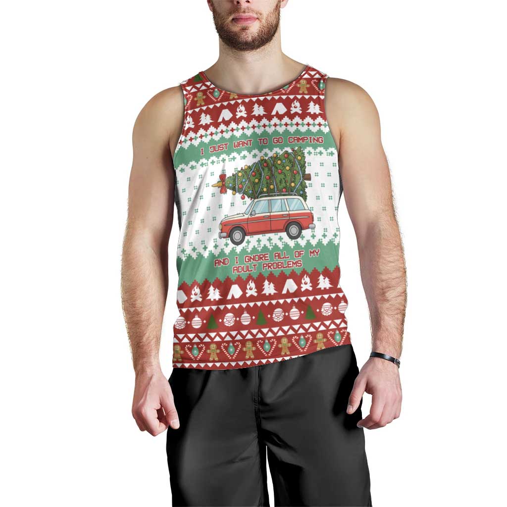 I Just Want To Camping Christmas Men Tank Top Xmas Holiday Patterns - Wonder Print Shop
