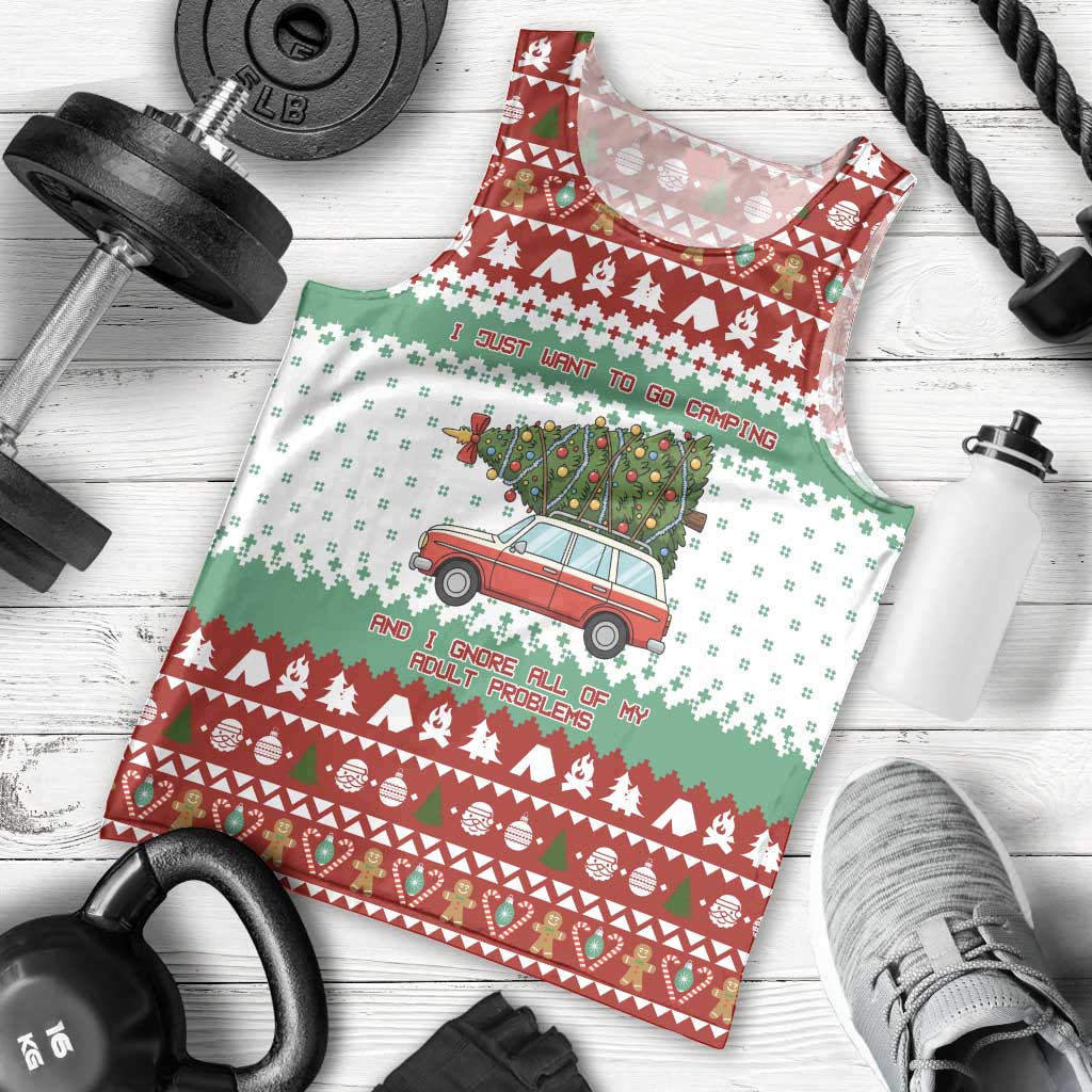 I Just Want To Camping Christmas Men Tank Top Xmas Holiday Patterns - Wonder Print Shop