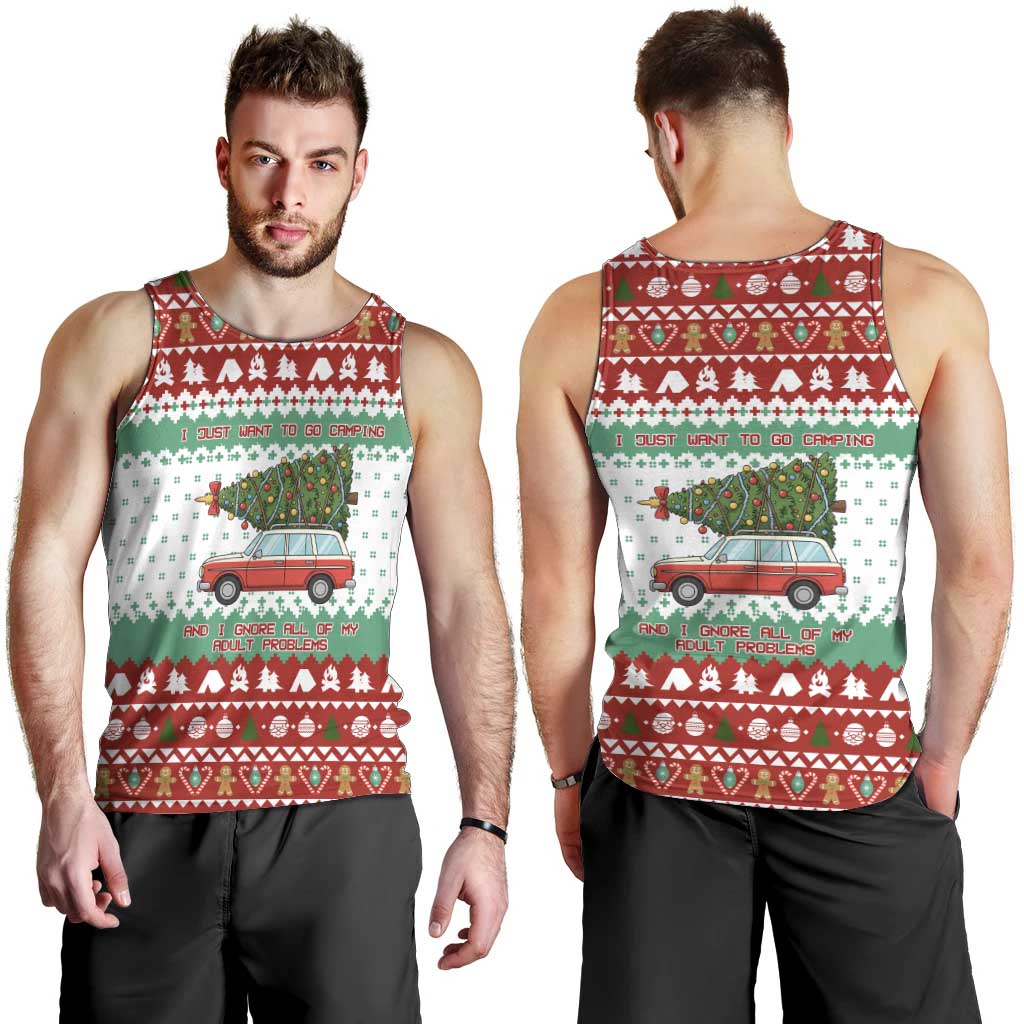 I Just Want To Camping Christmas Men Tank Top Xmas Holiday Patterns - Wonder Print Shop