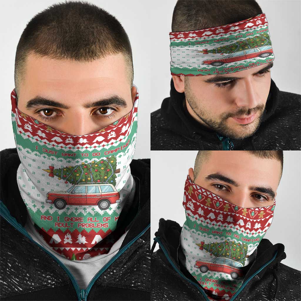 I Just Want To Camping Christmas Neck Gaiter Xmas Holiday Patterns - Wonder Print Shop