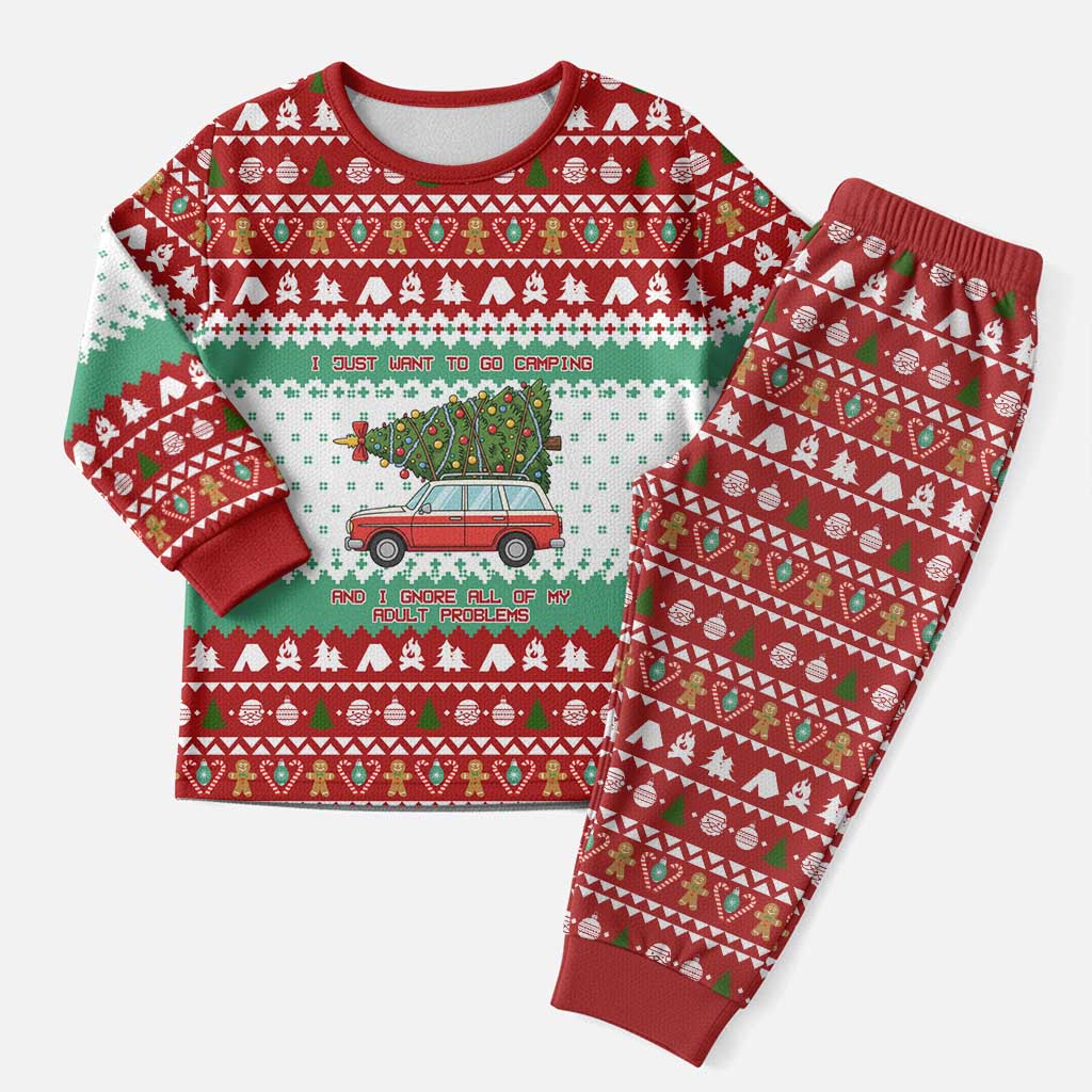 I Just Want To Camping Christmas Pajama Set Xmas Holiday Patterns - Wonder Print Shop