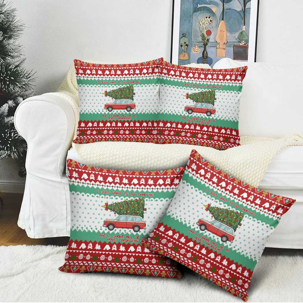 I Just Want To Camping Christmas Pillow Cover Xmas Holiday Patterns - Wonder Print Shop