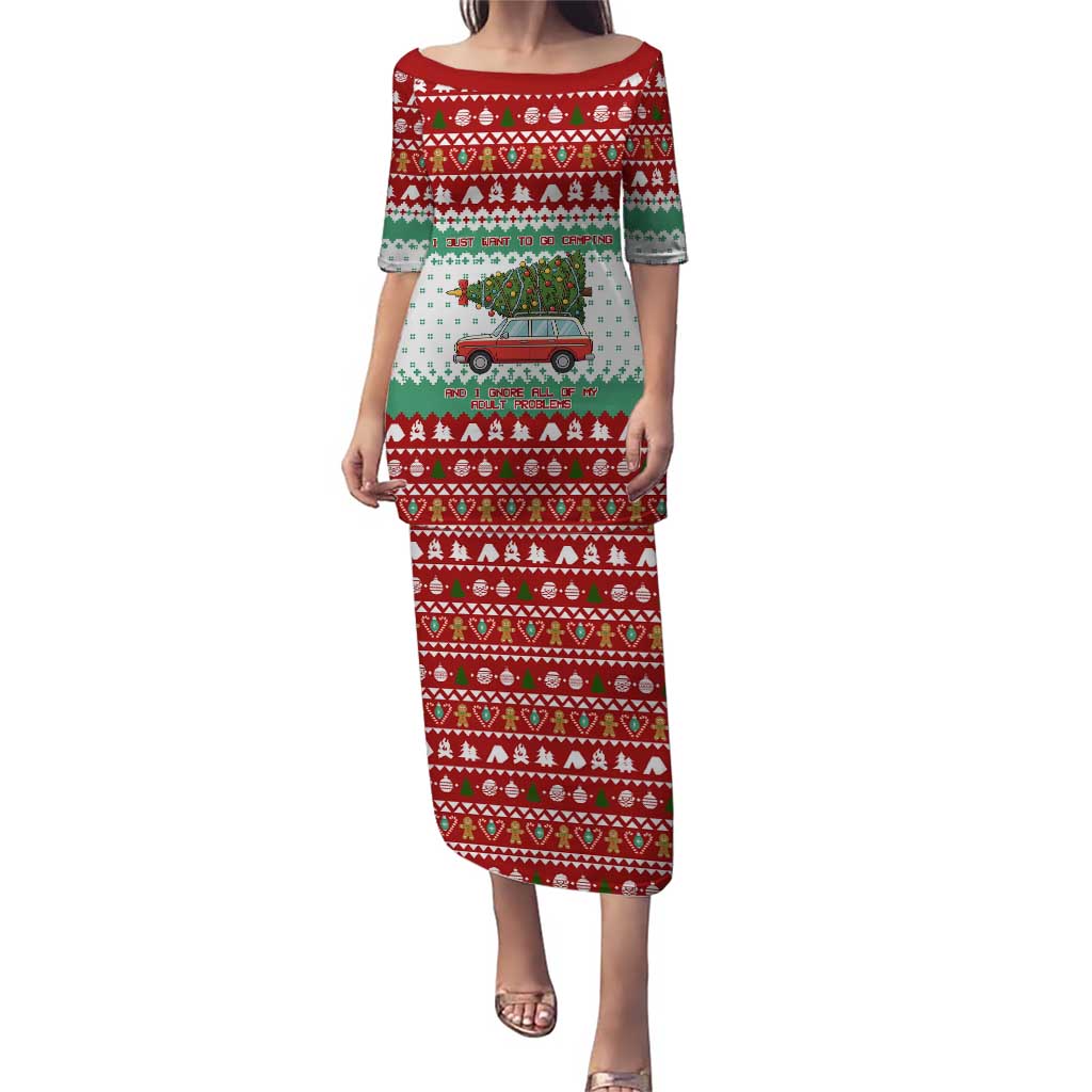 I Just Want To Camping Christmas Puletasi Xmas Holiday Patterns - Wonder Print Shop