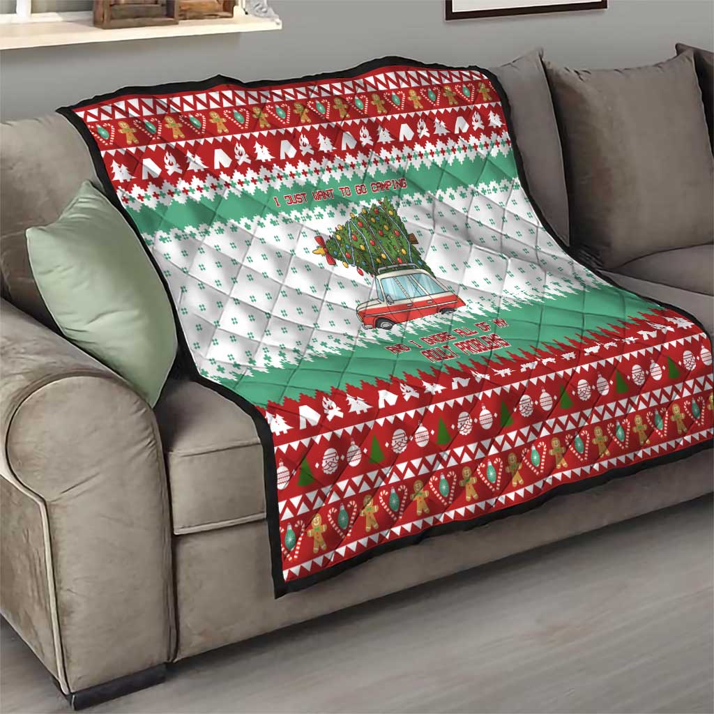 I Just Want To Camping Christmas Quilt Xmas Holiday Patterns - Wonder Print Shop