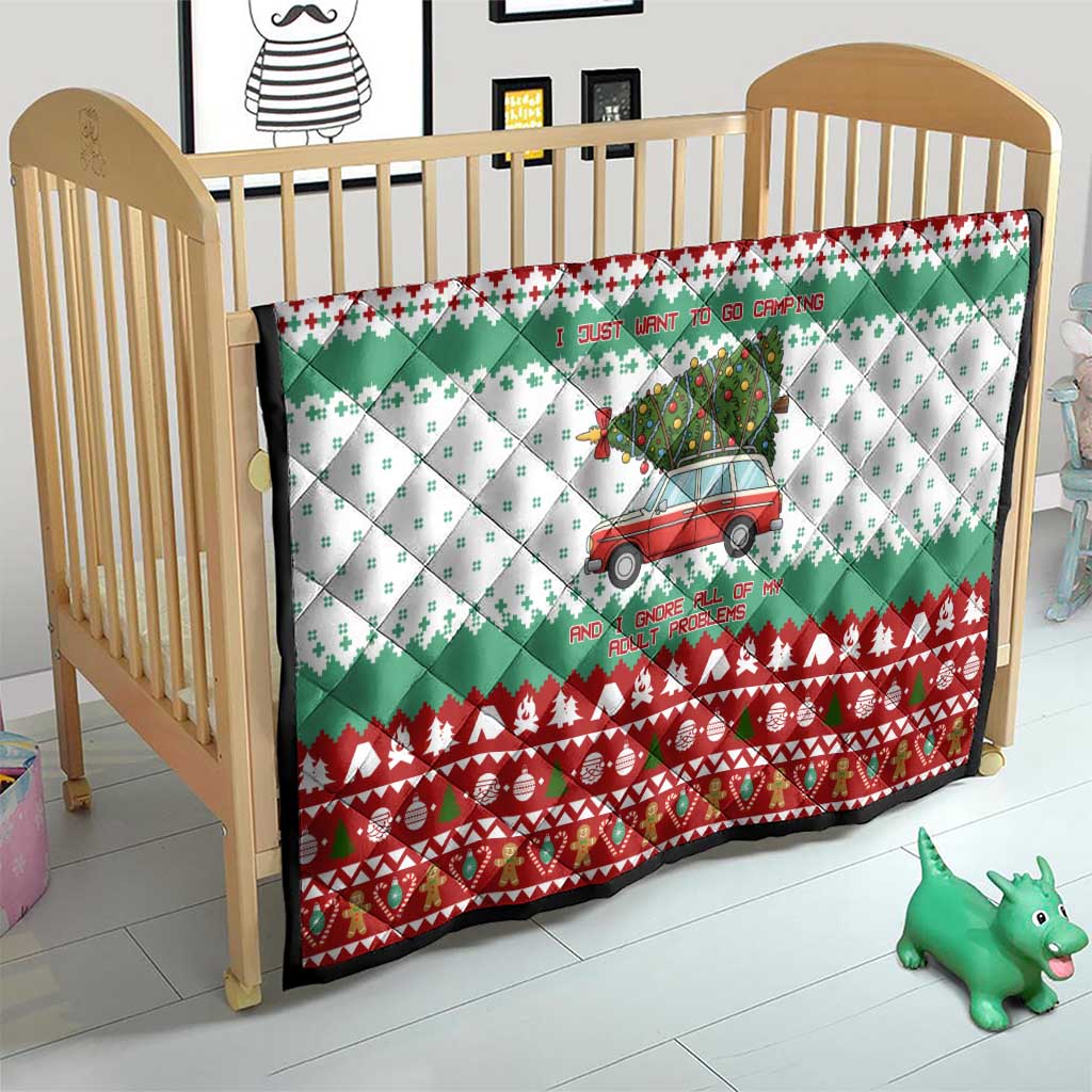 I Just Want To Camping Christmas Quilt Xmas Holiday Patterns - Wonder Print Shop