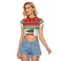 I Just Want To Camping Christmas Raglan Cropped T Shirt Xmas Holiday Patterns - Wonder Print Shop