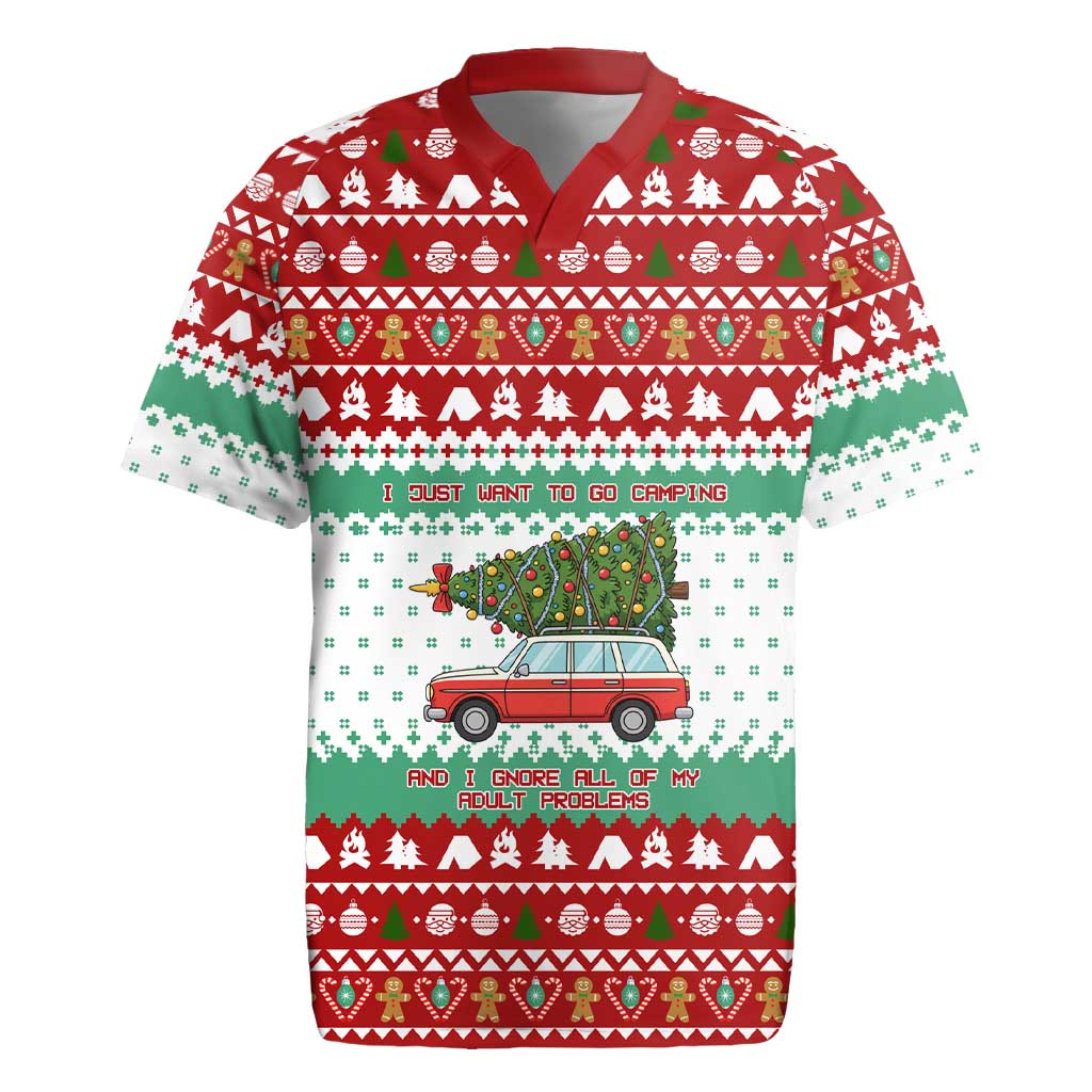 I Just Want To Camping Christmas Rugby Jersey Xmas Holiday Patterns - Wonder Print Shop