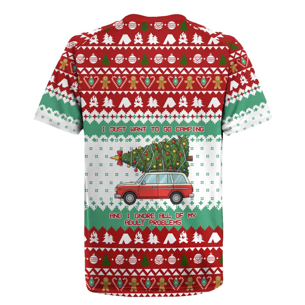 I Just Want To Camping Christmas Rugby Jersey Xmas Holiday Patterns - Wonder Print Shop