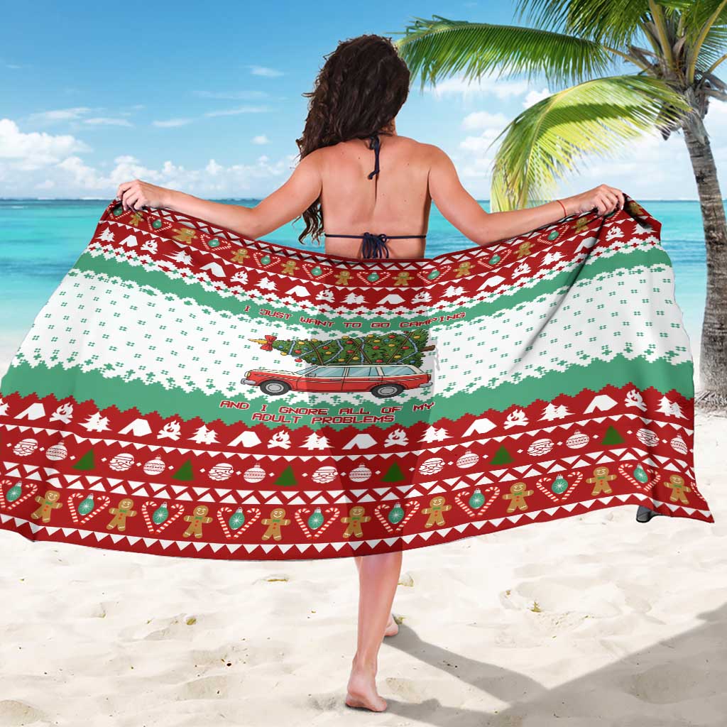 I Just Want To Camping Christmas Sarong Xmas Holiday Patterns - Wonder Print Shop