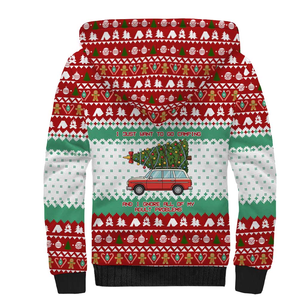 I Just Want To Camping Christmas Sherpa Hoodie Xmas Holiday Patterns - Wonder Print Shop
