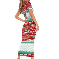 I Just Want To Camping Christmas Short Sleeve Bodycon Dress Xmas Holiday Patterns - Wonder Print Shop