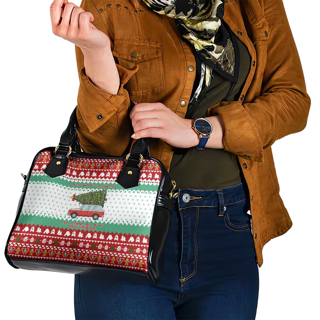 I Just Want To Camping Christmas Shoulder Handbag Xmas Holiday Patterns - Wonder Print Shop