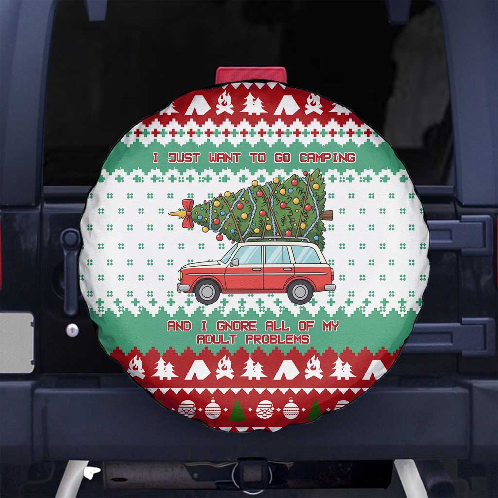 I Just Want To Camping Christmas Spare Tire Cover Xmas Holiday Patterns - Wonder Print Shop