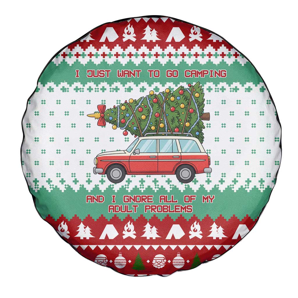 I Just Want To Camping Christmas Spare Tire Cover Xmas Holiday Patterns - Wonder Print Shop