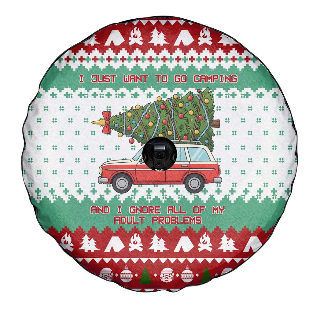I Just Want To Camping Christmas Spare Tire Cover Xmas Holiday Patterns - Wonder Print Shop