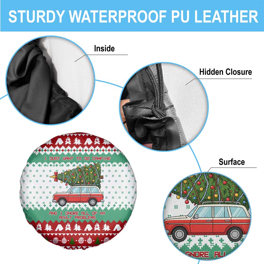 I Just Want To Camping Christmas Spare Tire Cover Xmas Holiday Patterns - Wonder Print Shop