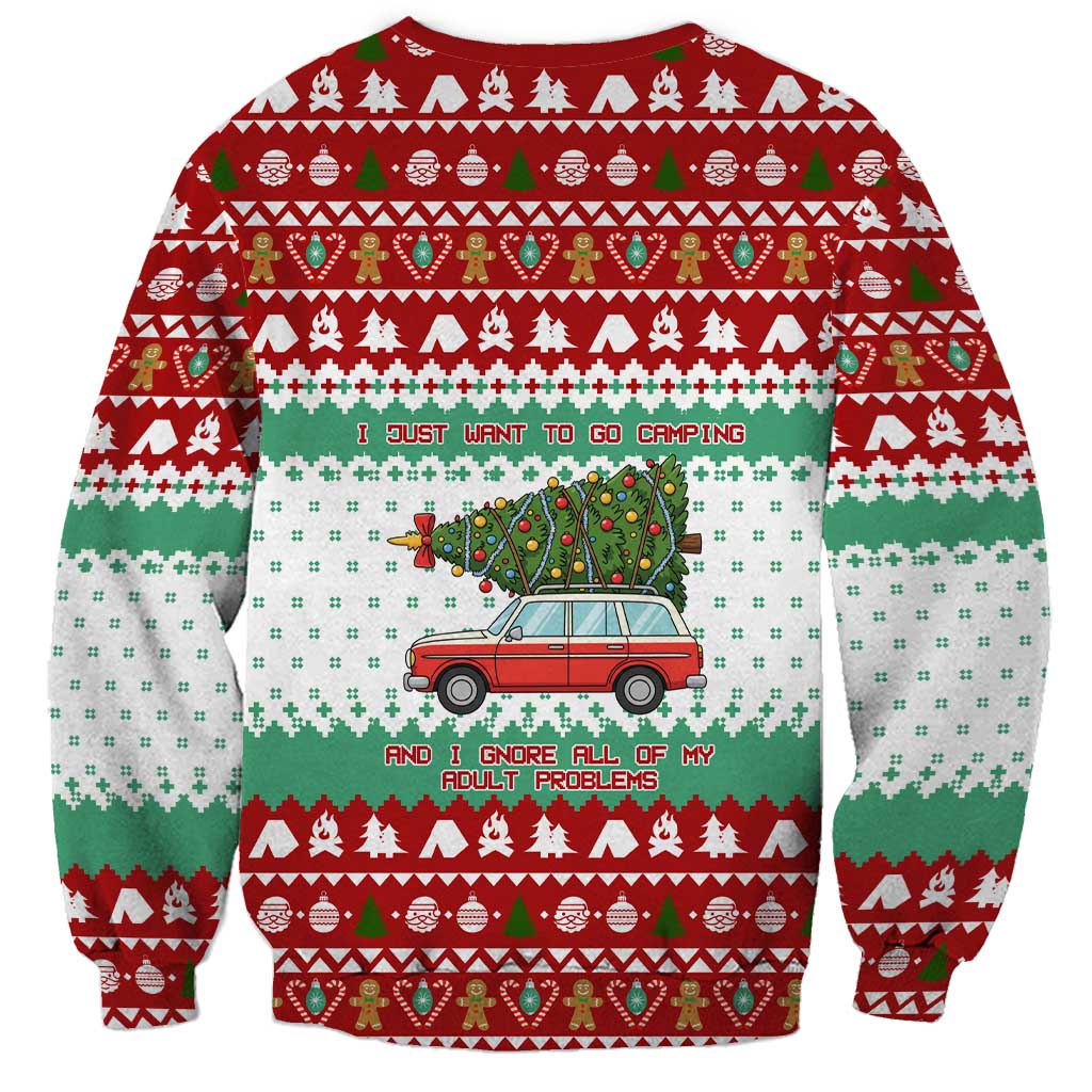 I Just Want To Camping Christmas Sweatshirt Xmas Holiday Patterns - Wonder Print Shop