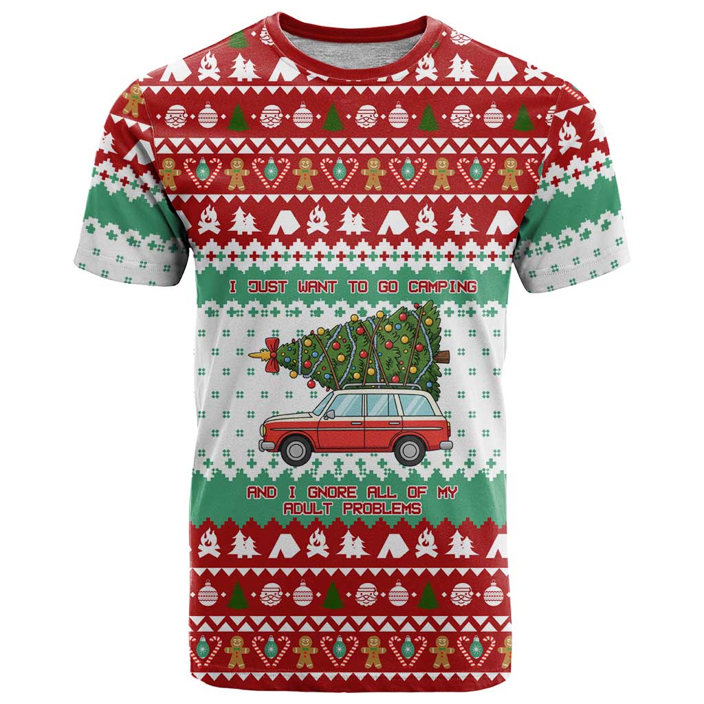 I Just Want To Camping Christmas T Shirt Xmas Holiday Patterns - Wonder Print Shop
