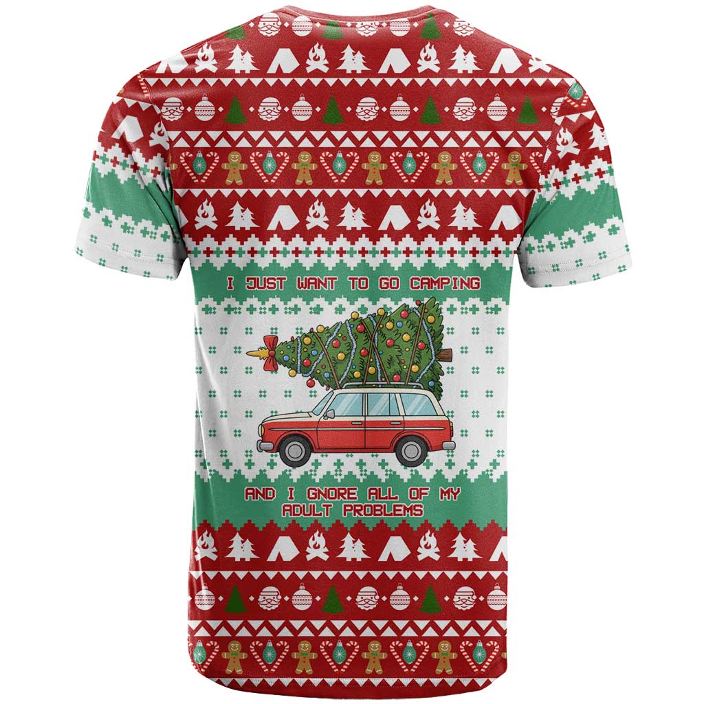 I Just Want To Camping Christmas T Shirt Xmas Holiday Patterns - Wonder Print Shop