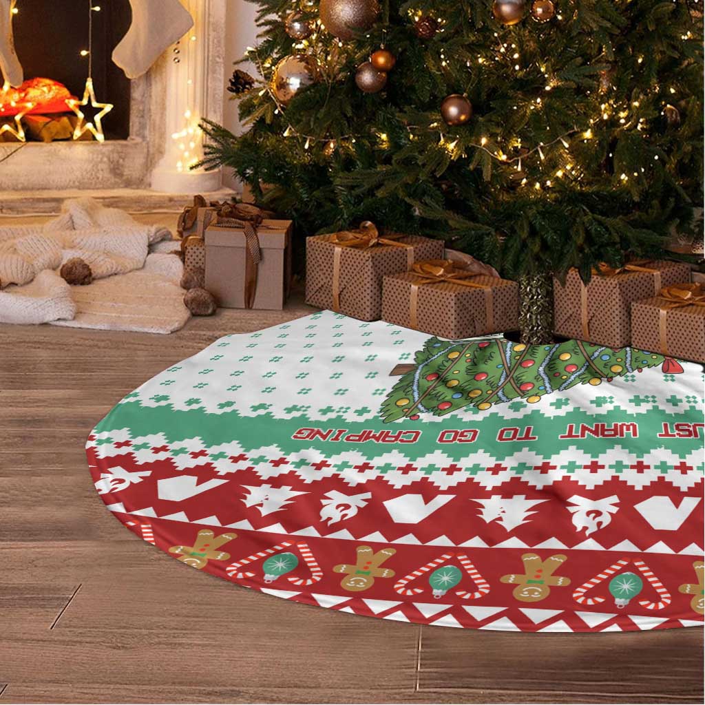 I Just Want To Camping Christmas Tree Skirt Xmas Holiday Patterns - Wonder Print Shop