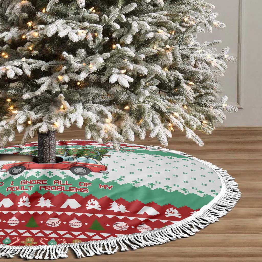 I Just Want To Camping Christmas Tree Skirt Xmas Holiday Patterns - Wonder Print Shop