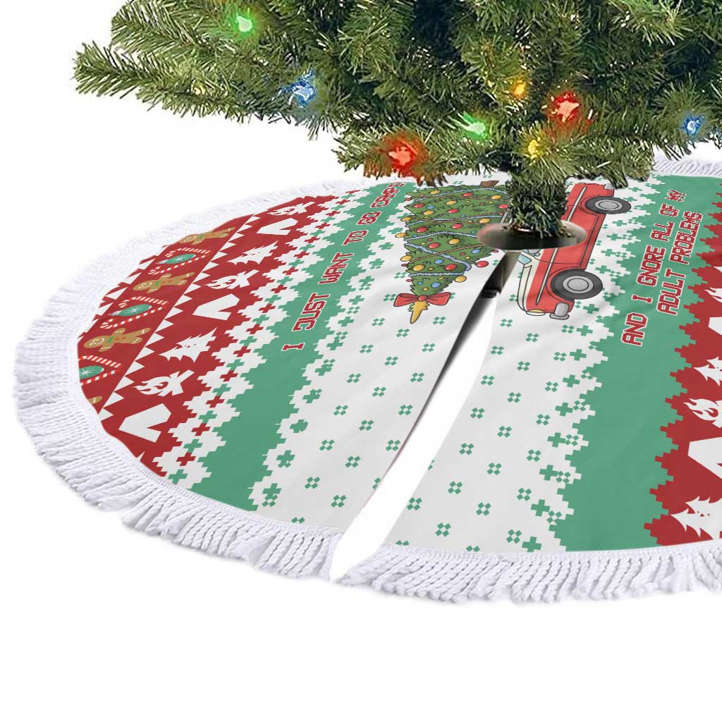 I Just Want To Camping Christmas Tree Skirt Xmas Holiday Patterns - Wonder Print Shop
