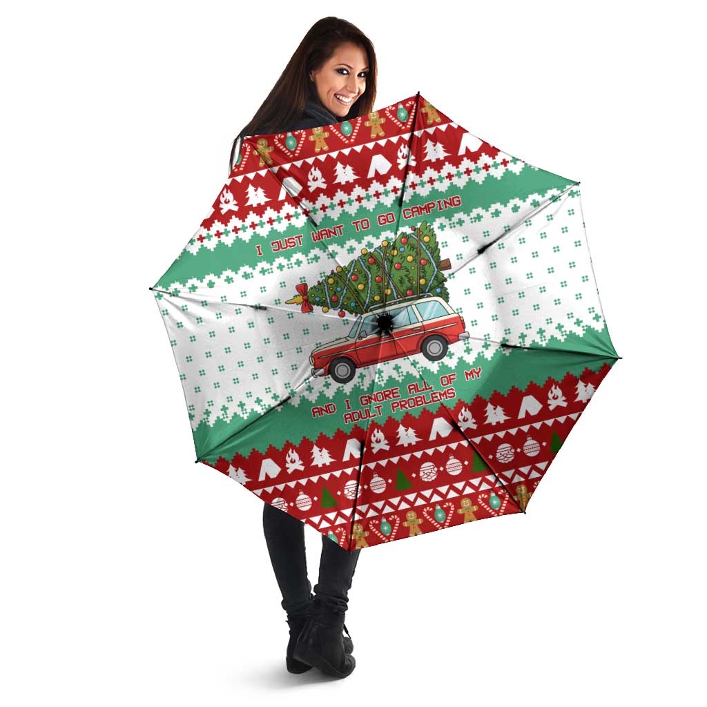 I Just Want To Camping Christmas Umbrella Xmas Holiday Patterns - Wonder Print Shop