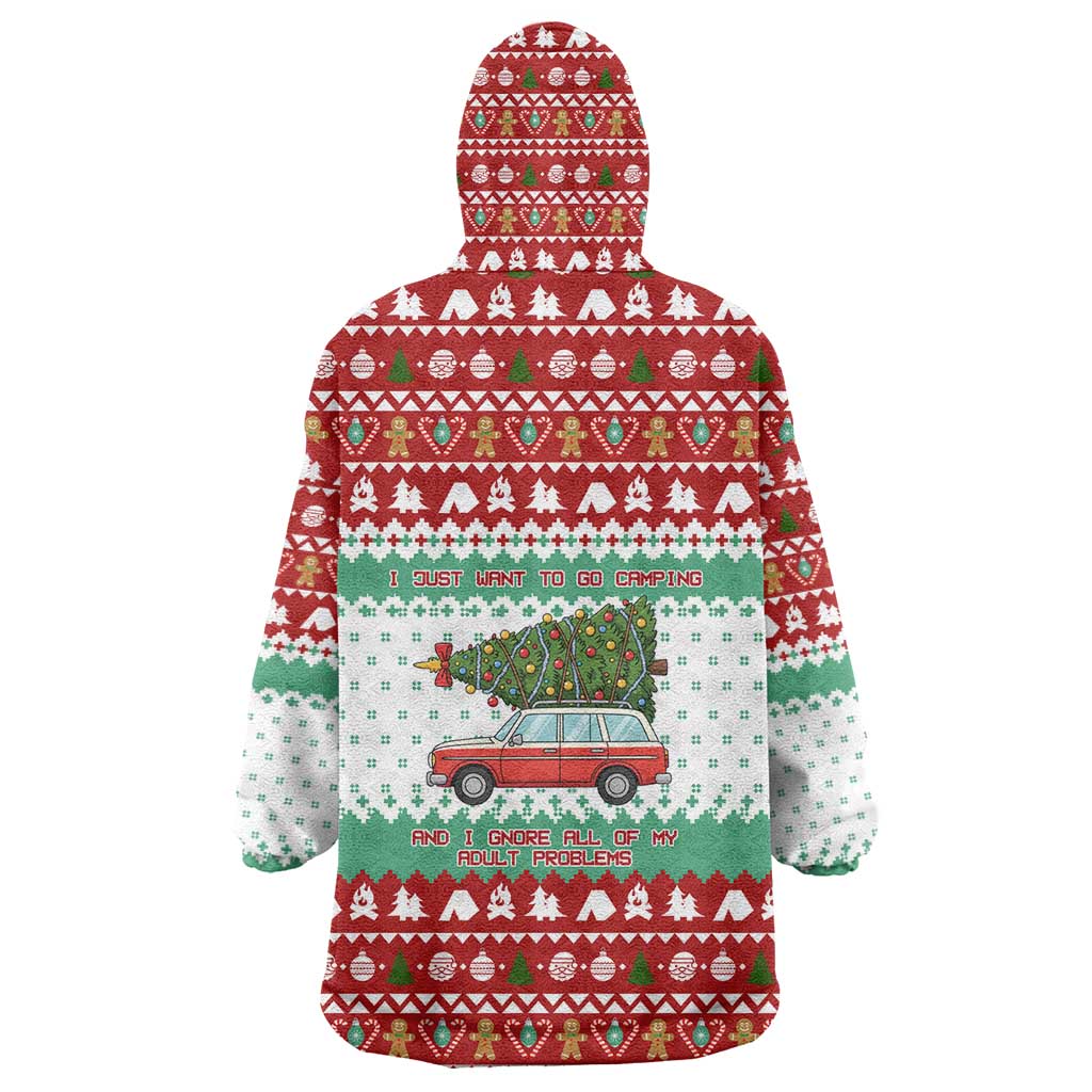 I Just Want To Camping Christmas Wearable Blanket Hoodie Xmas Holiday Patterns - Wonder Print Shop