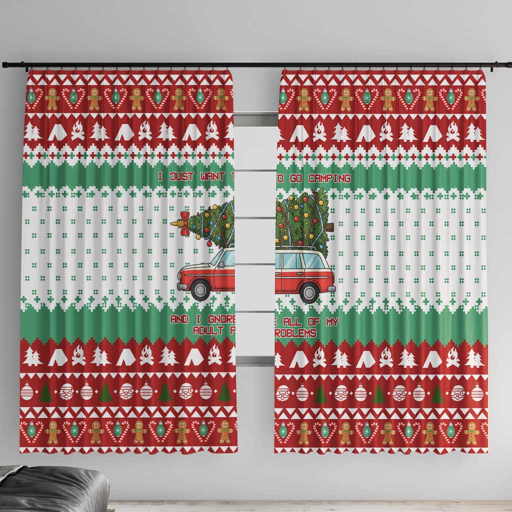 I Just Want To Camping Christmas Window Curtain Xmas Holiday Patterns - Wonder Print Shop