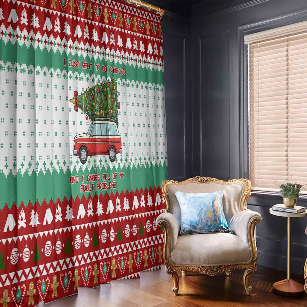 I Just Want To Camping Christmas Window Curtain Xmas Holiday Patterns - Wonder Print Shop