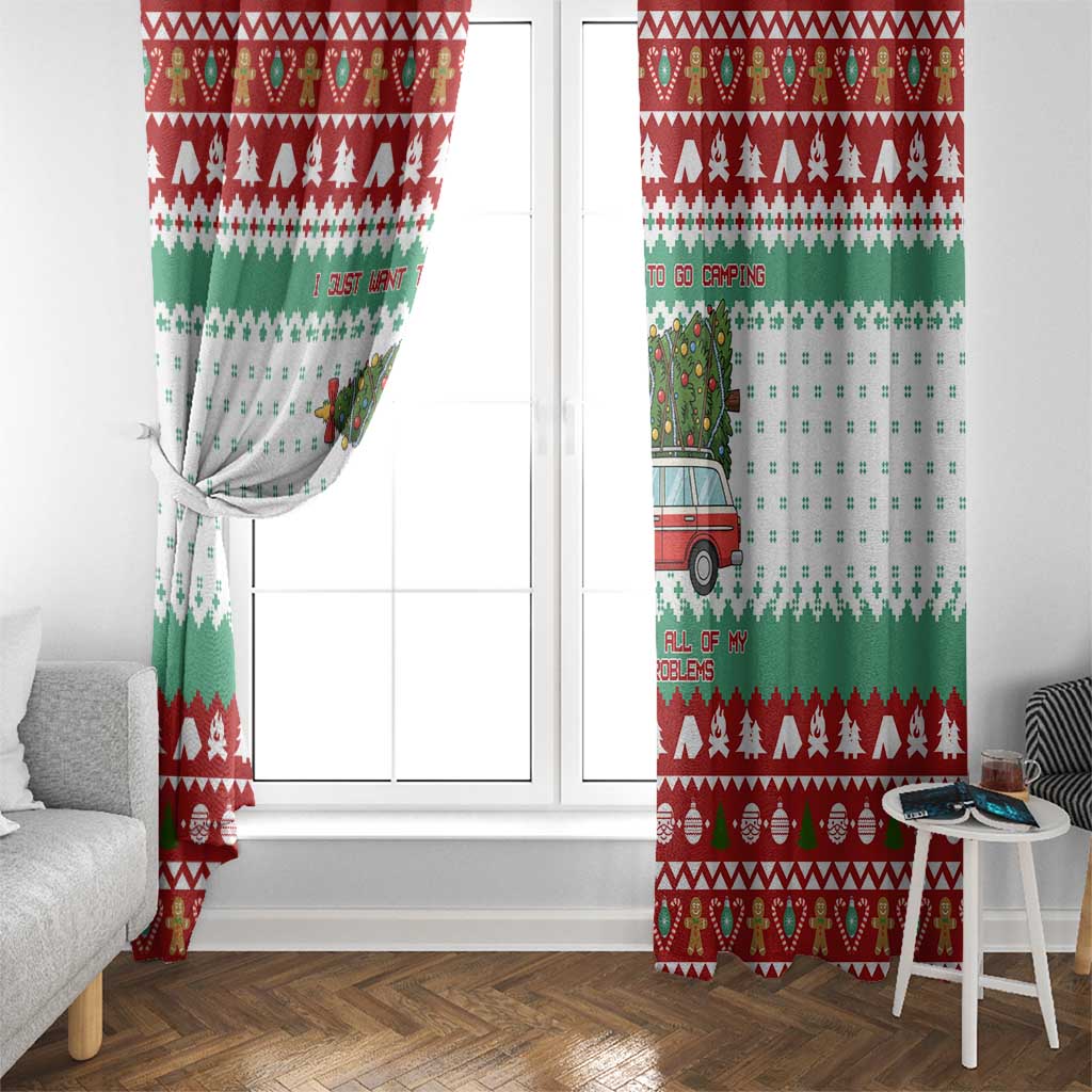 I Just Want To Camping Christmas Window Curtain Xmas Holiday Patterns - Wonder Print Shop