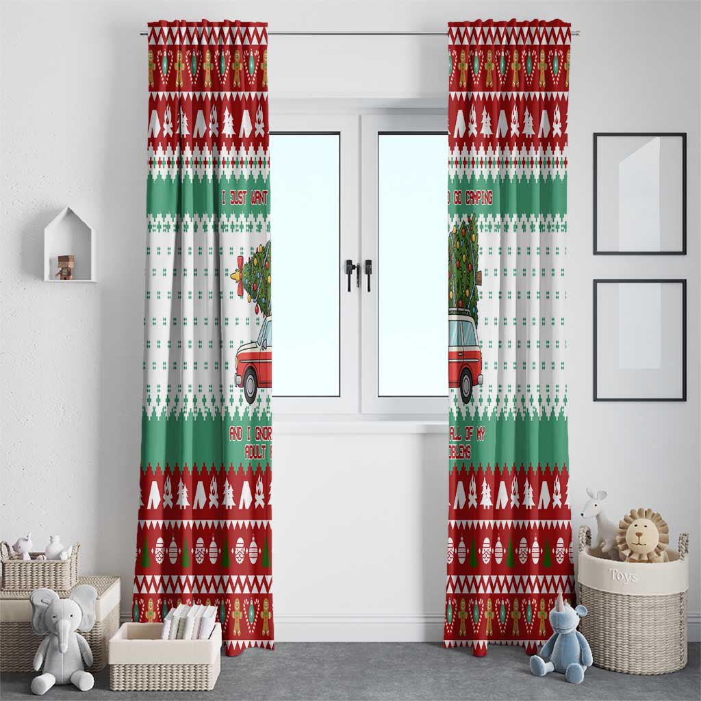 I Just Want To Camping Christmas Window Curtain Xmas Holiday Patterns - Wonder Print Shop