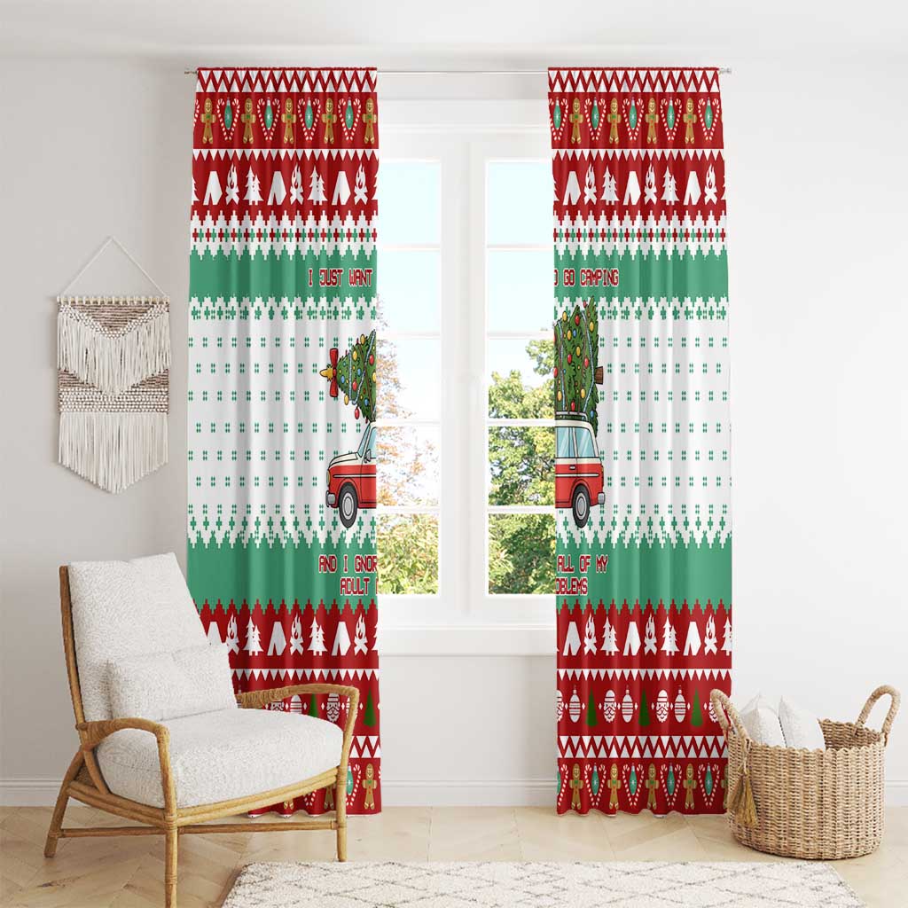 I Just Want To Camping Christmas Window Curtain Xmas Holiday Patterns - Wonder Print Shop